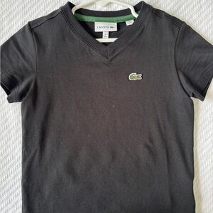 Lacoste Kids Charcoal V-Neck Tee